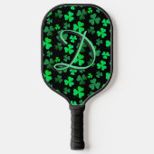 Monogram Kleeblatt Clover Leaf Irland Green Pickleball Schläger (Vorderseite)