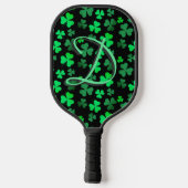 Monogram Kleeblatt Clover Leaf Irland Green Pickleball Schläger (Rückseite)