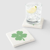 Monogram Kleeblatt Irish Green Painting Steinuntersetzer (Seitenansicht)