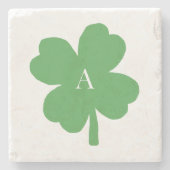 Monogram Kleeblatt Irish Green Painting Steinuntersetzer (Vorderseite)