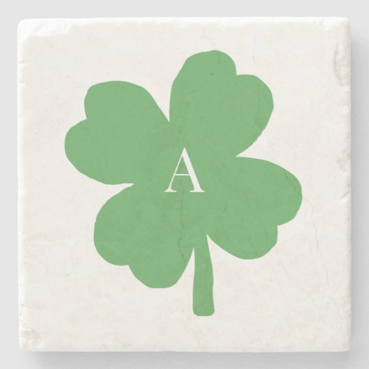 Monogram Kleeblatt Irish Green Painting Steinuntersetzer (Vorderseite)