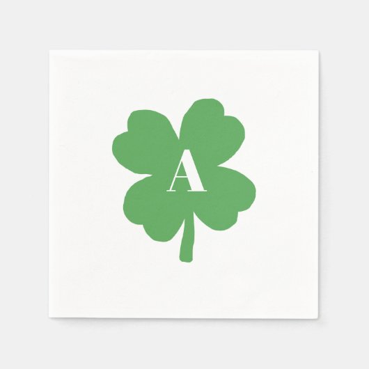Monogram Kleeblatt Irish Watercolor Textur Serviette (Vorderseite)