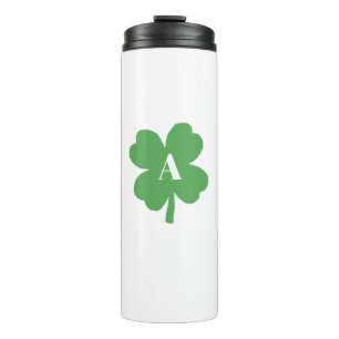 Monogram Kleeblatt Irish Watercolor Textur Thermosbecher