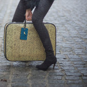 Monogram-Kobalt-Aquarell-Blume Gepäckanhänger