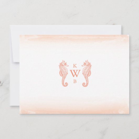 Monogram Korallenflache am Meer Dankeschön-Karte Mitteilungskarte (Rückseite)