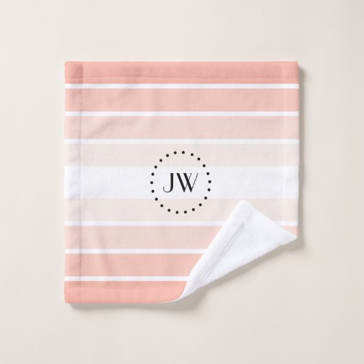 Monogram Korallenpflaster Streifen Handtuchhalter Badhandtuch Set (Waschlappen)