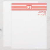 Monogram-Korallenstreifen Briefkopf (Vorne/Hinten)