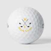 Monogram . Kreuz Vereine gelbes Logo Golfball (Vorderseite)