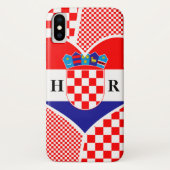 Monogram Kroatische Flag Herzklopfen mit Schachbre Case-Mate iPhone Hülle (Rückseite)