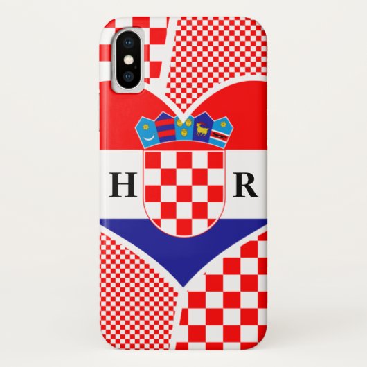 Monogram Kroatische Flag Herzklopfen mit Schachbre Case-Mate iPhone Hülle (Rückseite)