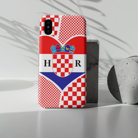 Monogram Kroatische Flag Herzklopfen mit Schachbre Case-Mate iPhone Hülle