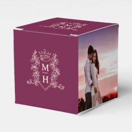 Monogram Kronenburgunder-Foto Hochzeit Geschenkschachtel