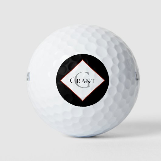Monogram kundenspezifische Black Red Golf Balls Golfball (Vorderseite)