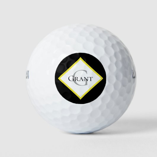 Monogram, kundenspezifische Black Yellow Golf Ball (Vorderseite)