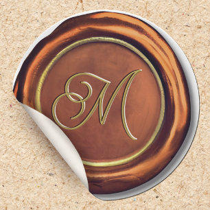 Monogram, Kupfer- und Gold-Aufkleber für moderne W Runder Aufkleber