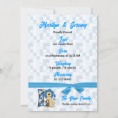 Monogram L Blue Lion New Baby Birth Ankündigung (Rückseite)