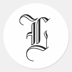 Monogram L Einladung Siegel Old English Style Runder Aufkleber