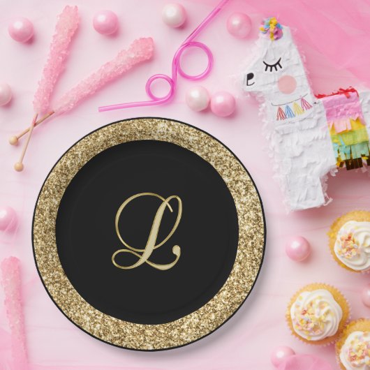 Monogram L Gold-Skript Pappteller (Party)