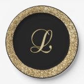 Monogram L Gold-Skript Pappteller (Vorderseite)