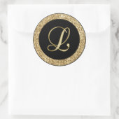 Monogram L Gold-Skript Runder Aufkleber (Tasche)