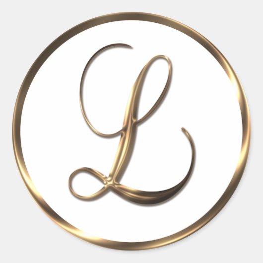 Monogram L Imitats Bronze Runder Aufkleber (Vorderseite)