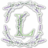 Monogram L Lavender Eucalyptus Aufkleber (Vorderseite)
