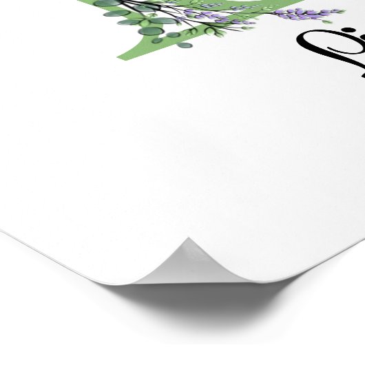 Monogram L Lavender Eucalyptus Kinderzimmer Poster (Ecke)