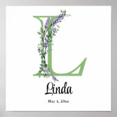 Monogram L Lavender Eucalyptus Kinderzimmer Poster (Vorne)