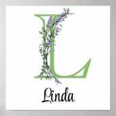 Monogram L Lavender Eucalyptus Kinderzimmer Poster (Vorne)