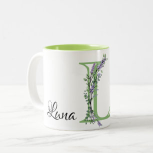 Monogram L Lavender Eucalyptus Zweifarbige Tasse