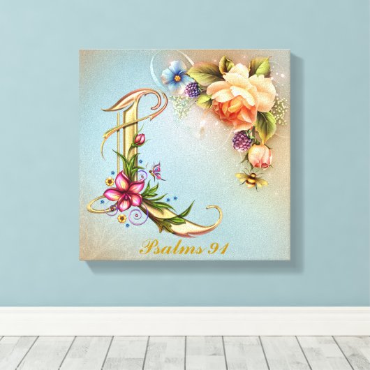 Monogram L Premium Wrapped Canvas (Gloss) Leinwanddruck (Insitu (Holzboden))