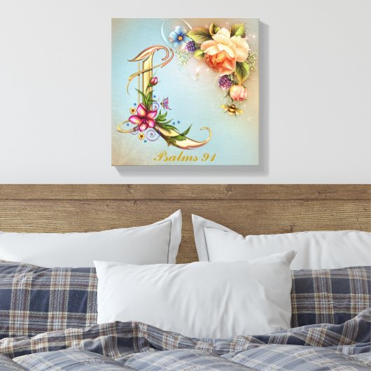 Monogram L Premium Wrapped Canvas (Gloss) Leinwanddruck (Insitu (Schlafzimmer))