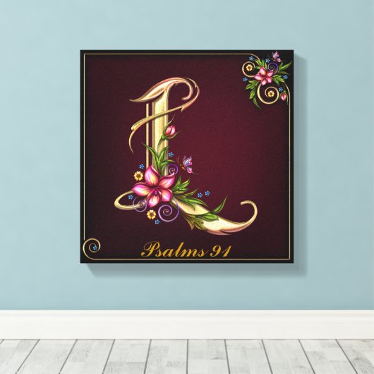 Monogram L Premium Wrapped Canvas (Gloss) Leinwanddruck (Insitu (Holzboden))