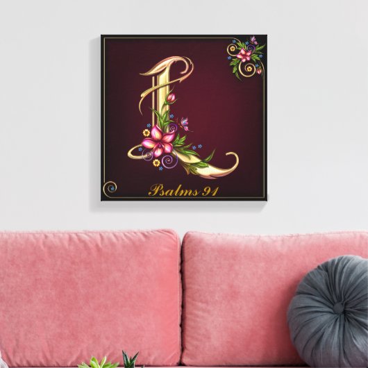 Monogram L Premium Wrapped Canvas (Gloss) Leinwanddruck (Insitu (Wohnzimmer))