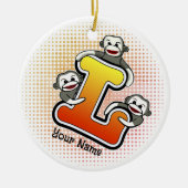 Monogram L Sock Monkey Keramik Ornament (Vorne)