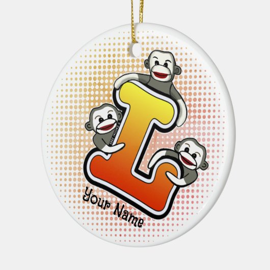 Monogram L Sock Monkey Keramik Ornament (Links)