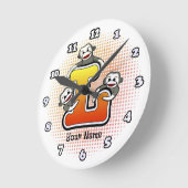 Monogram L Sock Monkey-Uhr Runde Wanduhr (Winkel)