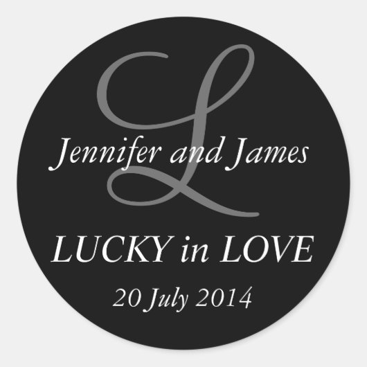 Monogram L Stickers for Weddings Black (Vorderseite)