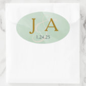Monogram-Label für grüne Farbe Ovaler Aufkleber (Tasche)