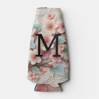 Monogram lace floral pink pastel cherry blossom  flaschenkühler