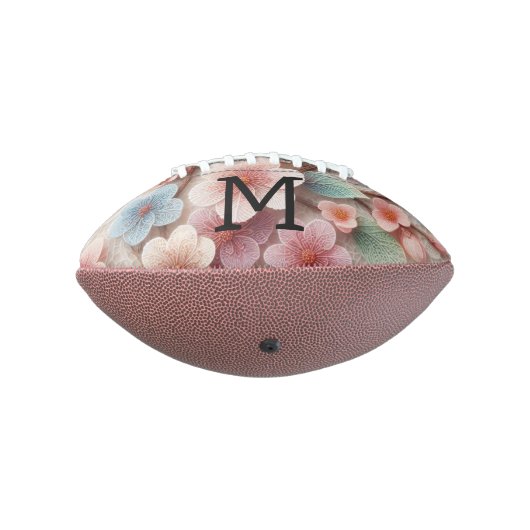 Monogram lace floral pink pastel cherry blossom football (Gedreht 270)