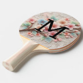 Monogram lace floral pink pastel cherry blossom  tischtennis schläger (Vorderseite)