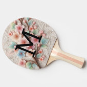 Monogram lace floral pink pastel cherry blossom  tischtennis schläger (Seitenansicht)