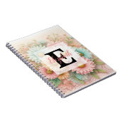 Monogram lace floral pink white blue daisies notizblock (Rechte Seite)