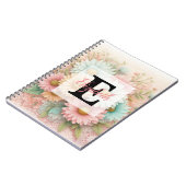 Monogram lace floral pink white blue daisies notizblock (Linke Seite)