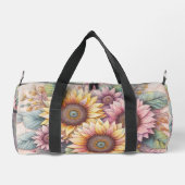 Monogram lace floral pink yellow orange sunflowers duffle bag (Rückseite)