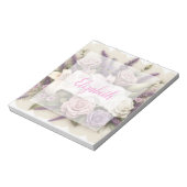 Monogram lace floral purple roses lavender lilies notizblock (Rotiert)