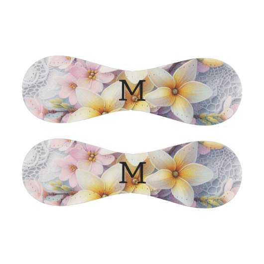 Monogram lace pink and yellow Spring flowers  Baseball (Paneele)