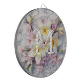 Monogram lace pink and yellow Spring flowers  Dartscheibe (Vorderseite Links)