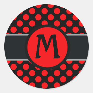 Monogram lady Polka dot - Benutzerdefinierte Hinte Runder Aufkleber
